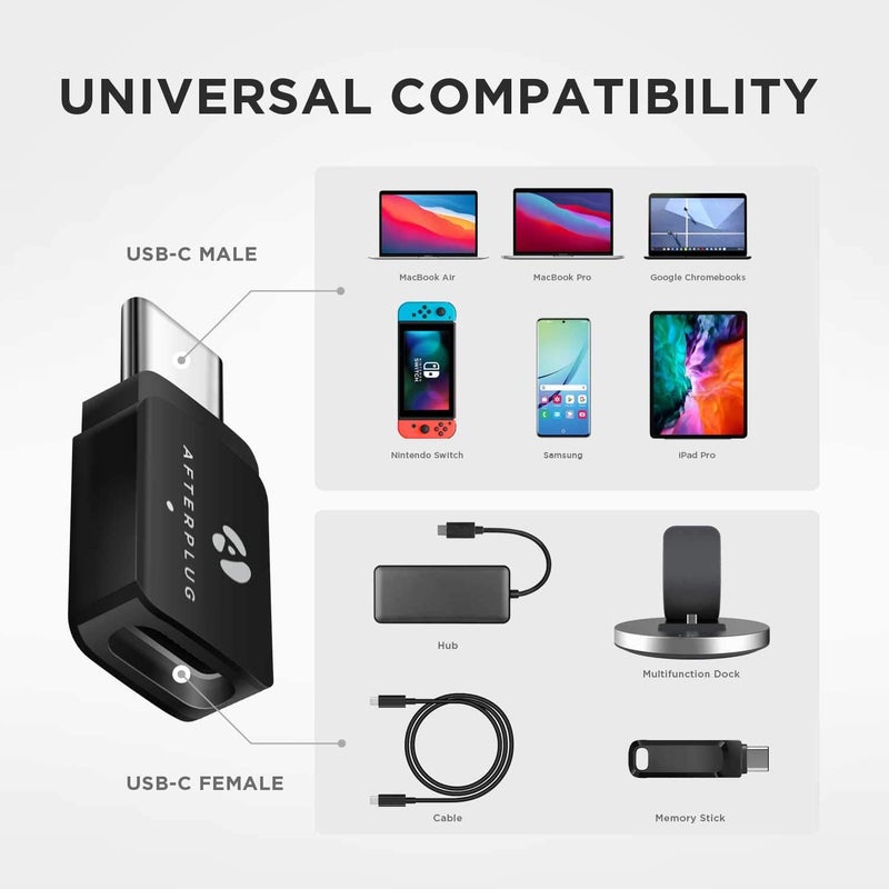 Afterplug USB C Extension Adapter, USB-C Male to Female, Thunderbolt 3/4/5 Extender, 80Gbps, 8K@60Hz Video, 240W PD (2-Pack), Black - Image 4